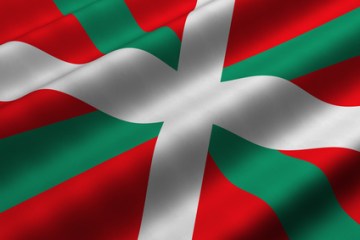 Detailed 3d rendering closeup of the flag of the Basque Country (Pais Vasco or Pays Basque). Flag has a detailed realistic fabric texture.